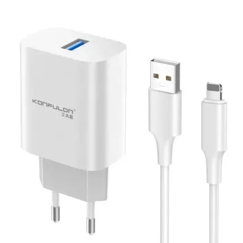 Kucni punjac KONFULON C87 3A sa iPhone Lightning kablom 1m